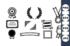 Hand Drawn Award Labels And Ribbon Illustrations Product Image 1