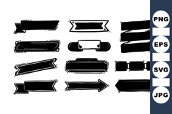 Hand Drawn Black Ribbon Labels Vector Product Image 1