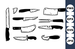 Hand Drawn Kitchen Knife Clipart Illustration Product Image 1