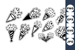 Hand Drawn Party Popper Vector Clipart Designs Product Image 1
