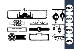 Hand Drawn Islamic Lantern and Mosque Frame Illustrations Product Image 1
