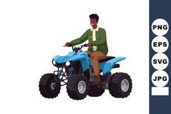 Man riding blue all terrain vehicle quad bike outdoors activ Product Image 1