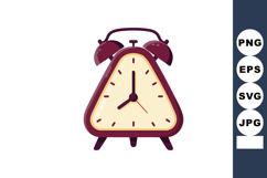 Vintage style triangle alarm clock in burgundy and cream col Product Image 1