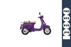 Purple classic scooter side view illustration with beige sea Product Image 1