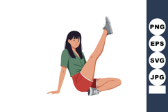 Young woman exercising with one leg raised in casual sportsw Product Image 1