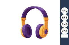 Over ear headphones purple and yellow vector illustration wi Product Image 1