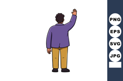 Man waving hand casual clothing back view vector illustratio Product Image 1