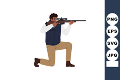 Man aiming sniper rifle in kneeling position with tactical v Product Image 1