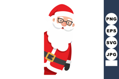 Santa Claus Peeking Around Corner Wearing Glasses and Red Su Product Image 1