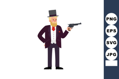 Victorian Gentleman Holding Revolver in Black Suit and Top H Product Image 1