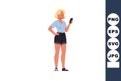 Young woman with blonde hair using smartphone in casual summ Product Image 1