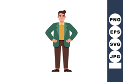 Angry man standing with hands on hips wearing green jacket a Product Image 1