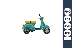 Retro style teal scooter with mustard yellow seat vector ill Product Image 1