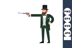 Victorian gentleman in green suit with top hat shooting revo Product Image 1
