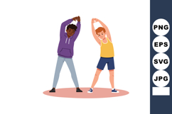 Two boys stretching arms warm up exercise fitness activity i Product Image 1