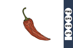 Red chili pepper vector illustration with green stem spicy v Product Image 1