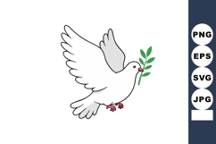 White dove flying with green olive branch symbol of peace an Product Image 1