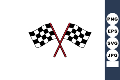 Crossed checkered racing flags with red poles symbolizing ra Product Image 1