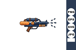Water gun toy with blue and orange colors shooting water dro Product Image 1