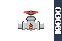 Gas valve with flame symbol for fire safety and pipeline con Product Image 1
