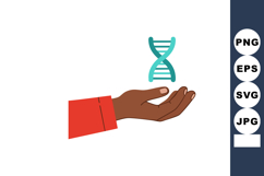 Human hand holding floating DNA double helix strand symboliz Product Image 1