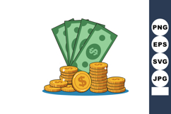 Money with coins and banknotes stack representing cash wealt Product Image 1