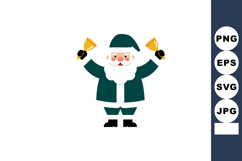 Santa Claus ringing bells in green costume festive winter ch Product Image 1
