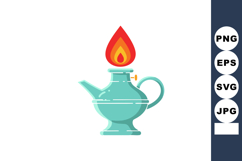 Vintage oil lamp with glowing flame vector illustration in t Product Image 1