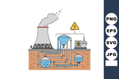 Industrial power plant vector with cooling tower water treat Product Image 1