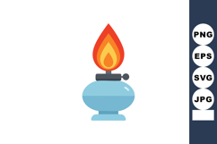 Vintage blue oil lamp with bright orange and yellow flame ve Product Image 1
