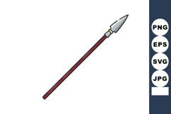 Spear weapon with sharp metal tip and long brown wooden hand Product Image 1