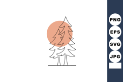 Pine trees with minimalist design and orange sun background Product Image 1