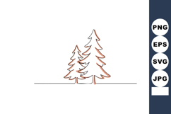 Pine trees simple line art vector design with minimalistic s Product Image 1