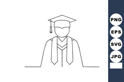 Graduate wearing cap and gown line art vector icon for educa Product Image 1