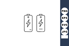 Battery icons with electric energy symbol simple line art ve Product Image 1