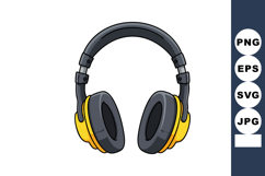 Headphones with yellow and black design audio device for mus Product Image 1