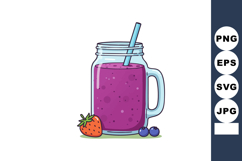 Purple smoothie drink with blueberries and strawberry in gla Product Image 1