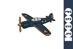 Vintage propeller airplane flying with orange accents and da Product Image 1