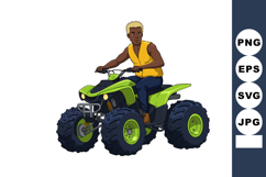 African American man riding green all terrain vehicle outdoo Product Image 1