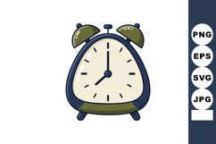 Retro style alarm clock illustration with green and blue col Product Image 1