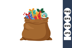 Christmas gift sack full of colorful presents and festive de Product Image 1