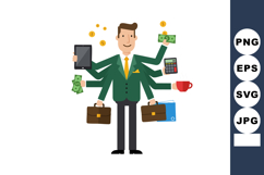 Multitasking businessman with multiple arms holding money ca Product Image 1