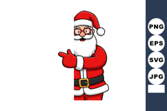 Santa Claus cartoon character pointing right in Christmas ho Product Image 1
