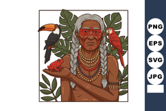 Indigenous elder with traditional face paint surrounded by t Product Image 1