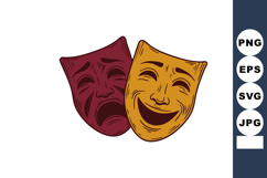 Comedy and Tragedy Theater Masks Classic Drama Symbols Vecto Product Image 1