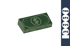 Stack of dollar bills illustration with green color and simp Product Image 1