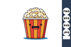Cute cartoon popcorn bucket with smiling face and red yellow Product Image 1