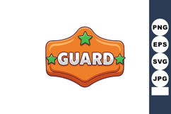 Guard badge icon with green stars on orange shield shape vec Product Image 1