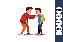 Boys Angry Conflict Fighting Cartoon Character School Childr Product Image 1