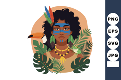 Indigenous woman with face paint and feathers surrounded by Product Image 1